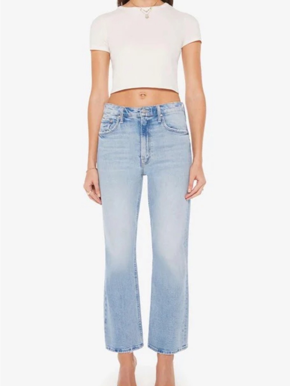 MOTHER Light Blue Denim Scooter Ankle Jeans